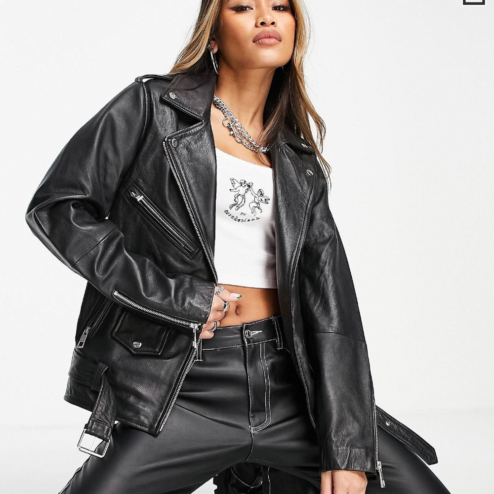 reclaimed vintage leather biker jacket